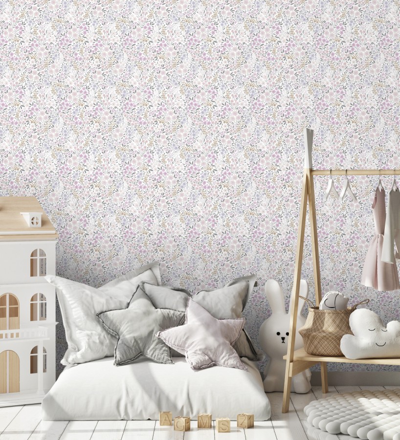Papel pintado liberty floral mini tonos violeta  Alina Dainty 684539
