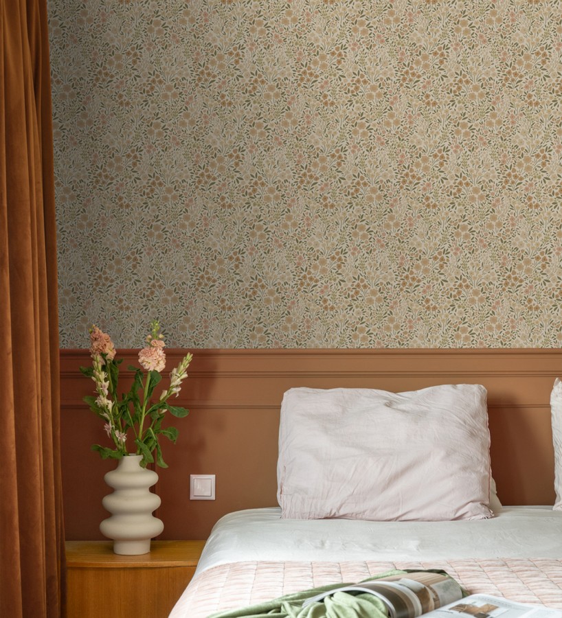 Papel pintado liberty floral mini tonos sepia  Alina Dainty 684546