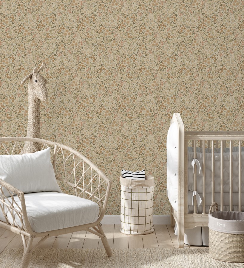 Papel pintado liberty floral mini tonos sepia  Alina Dainty 684546