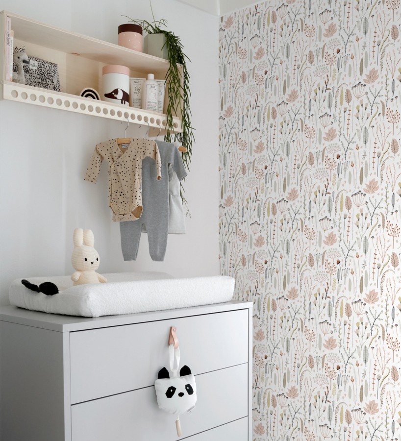 Papel pintado plumas y flores boho chic  Maya Breezy 684547