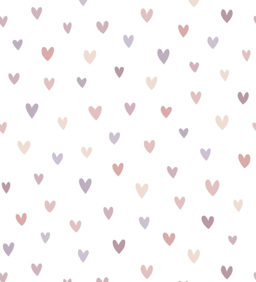 Papel pintado pequeños corazones rosa y malva  Valentin Sweet 684548