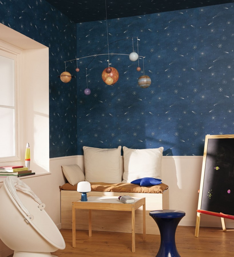 Papel pintado estrellas y galaxias fondo azul noche  Parisian Stellar 684554