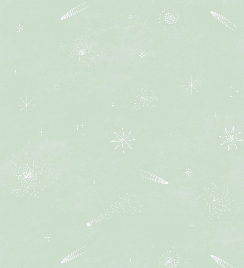 Papel pintado estrellas y galaxias fondo verde menta  Parisian Stellar 684555