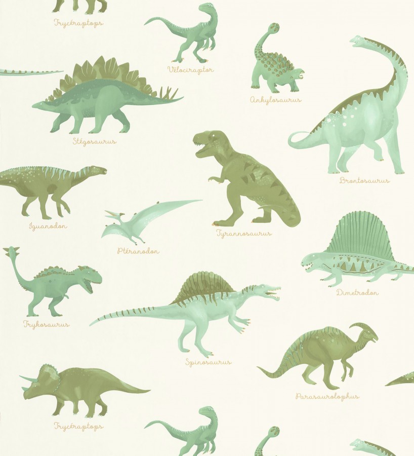 Papel pintado jurásico de dinosaurios fondo blanco  Yukon Jurassic 684559