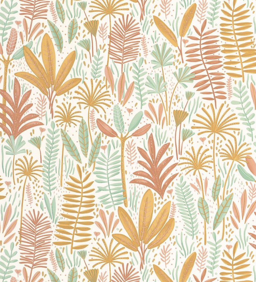 Papel pintado de hojas tropicales en tonos tierra y verde  Arauca Leafy 684560