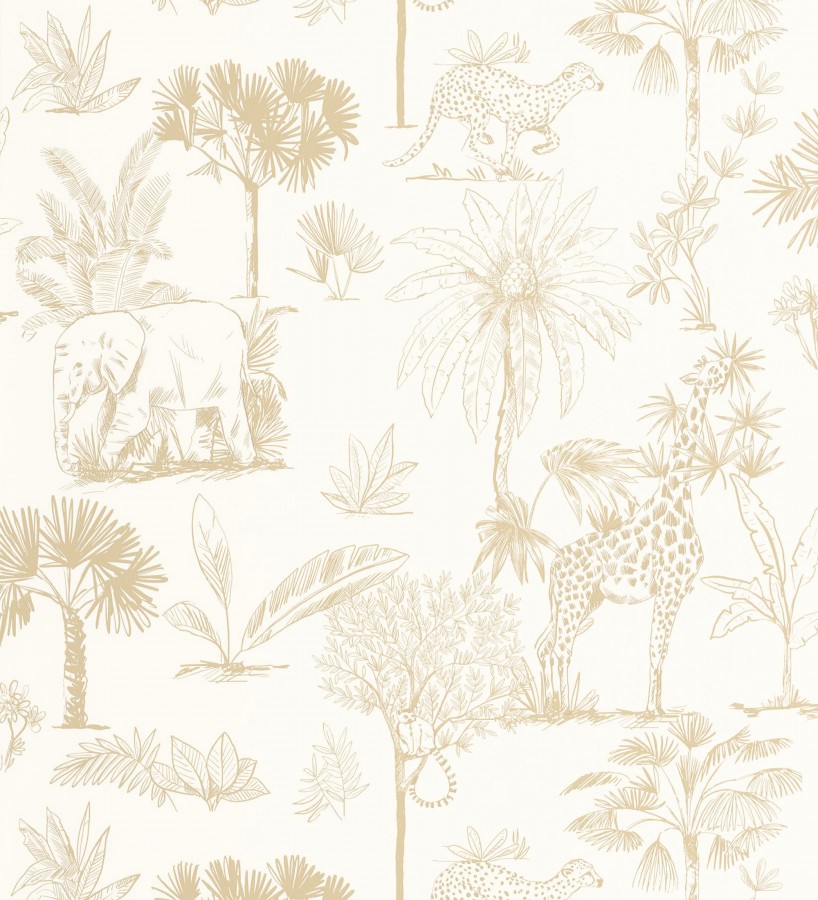 Papel pintado de palmeras con jirafas guepardos elefantes y lémures  Oliver Safari 684563