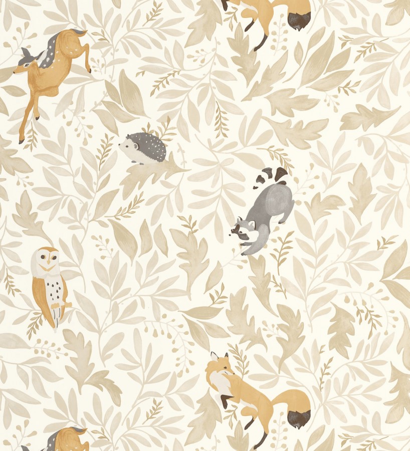 Papel pintado infantil de ciervos erizos mapaches y búhos  Robin Chirpy 684566