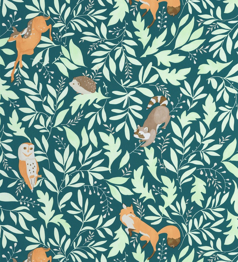 Papel pintado infantil de ciervos erizos mapaches y búhos  Robin Chirpy 684567