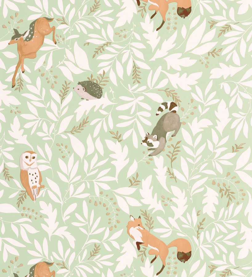 Papel pintado infantil de ciervos erizos mapaches y búhos  Robin Chirpy 684568