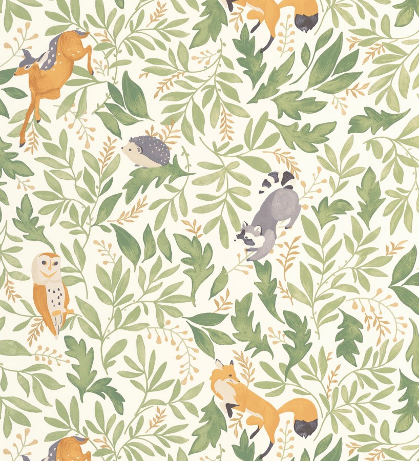 Papel pintado infantil de ciervos erizos mapaches y búhos  Robin Chirpy 684569