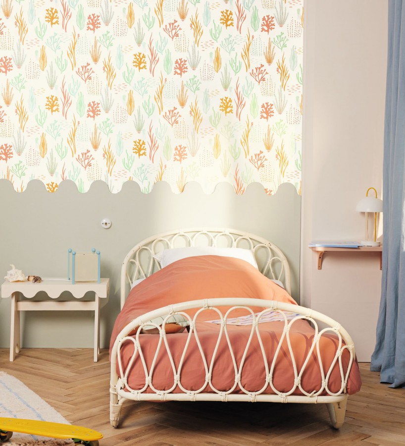 Papel pintado arrecife coralino tonos verdes y azules  Coraline Vivid 684570