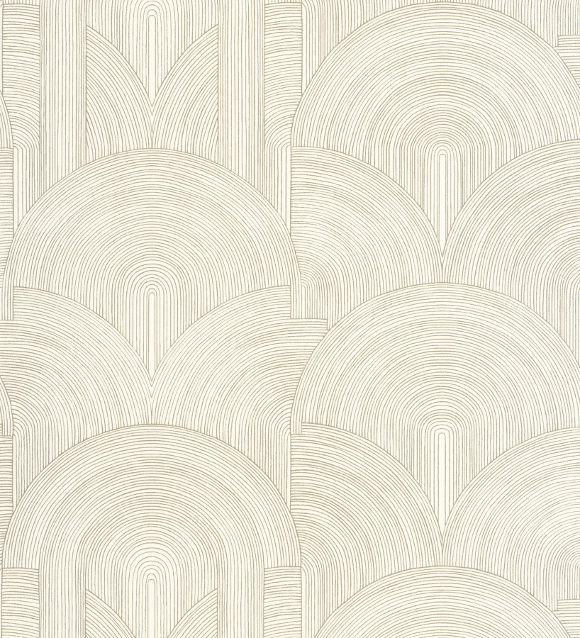Papel pintado arcos art déco líneas doradas fondo blanco  Bombay Graphic 684577