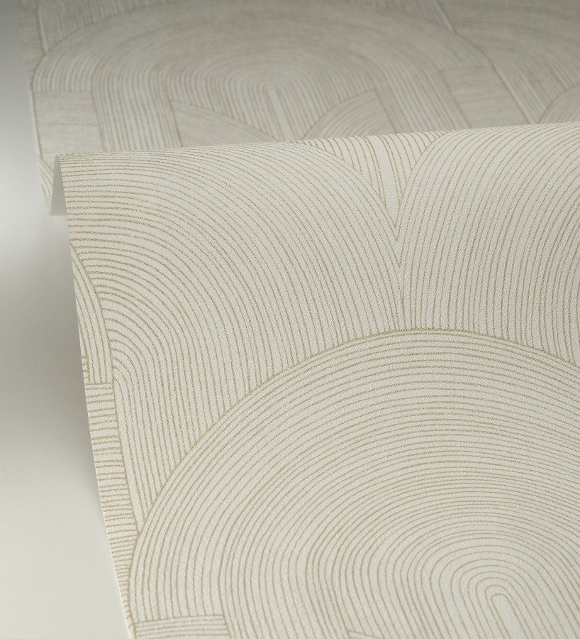 Papel pintado arcos art déco líneas doradas fondo blanco  Bombay Graphic 684577