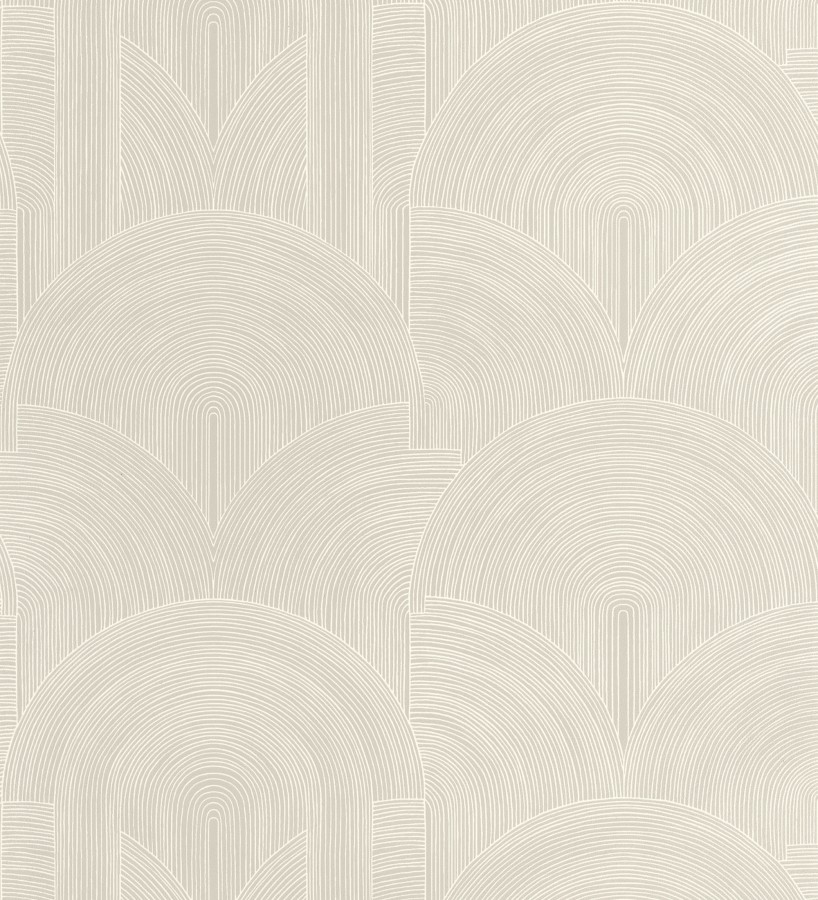 Papel pintado arcos art déco líneas blancas fondo beige neutro   Bombay Graphic 684579