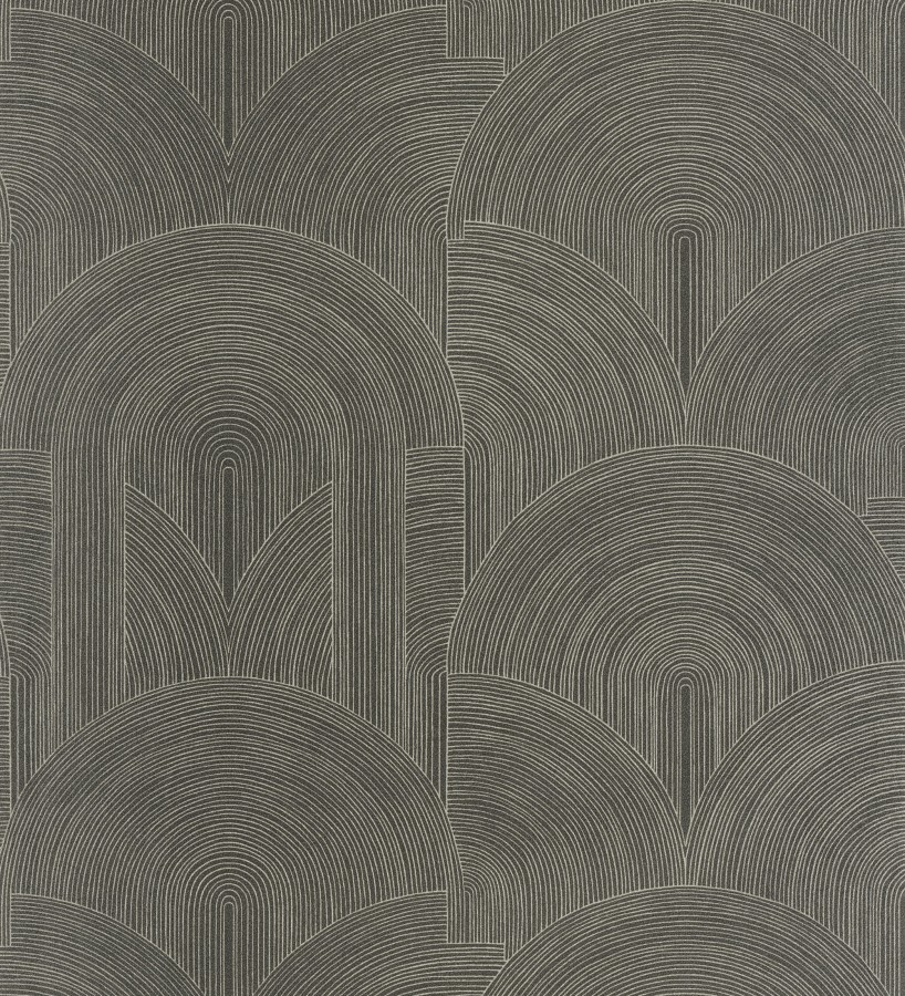 Papel pintado arcos art déco líneas doradas fondo negro  Bombay Graphic 684580