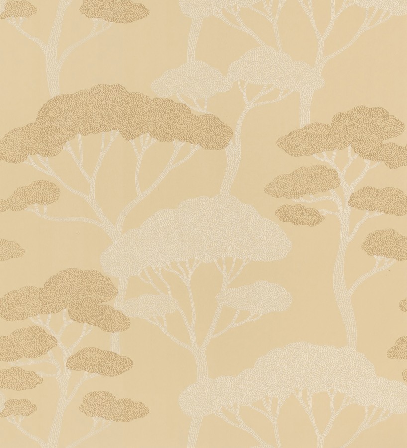 Papel pintado árboles zen minimalista tonos ocre y blanco  Shimane Bonsai 684586