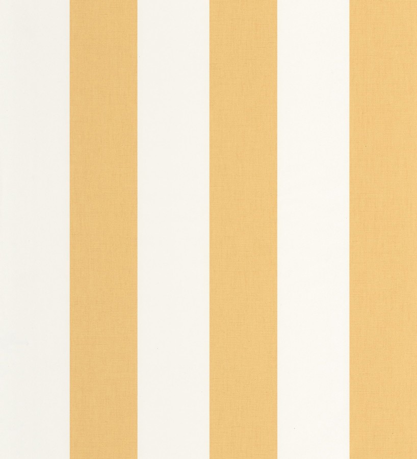Papel pintado de rayas color mostaza y blanco imitando al tejido de lino  Garbo Stripes 684592