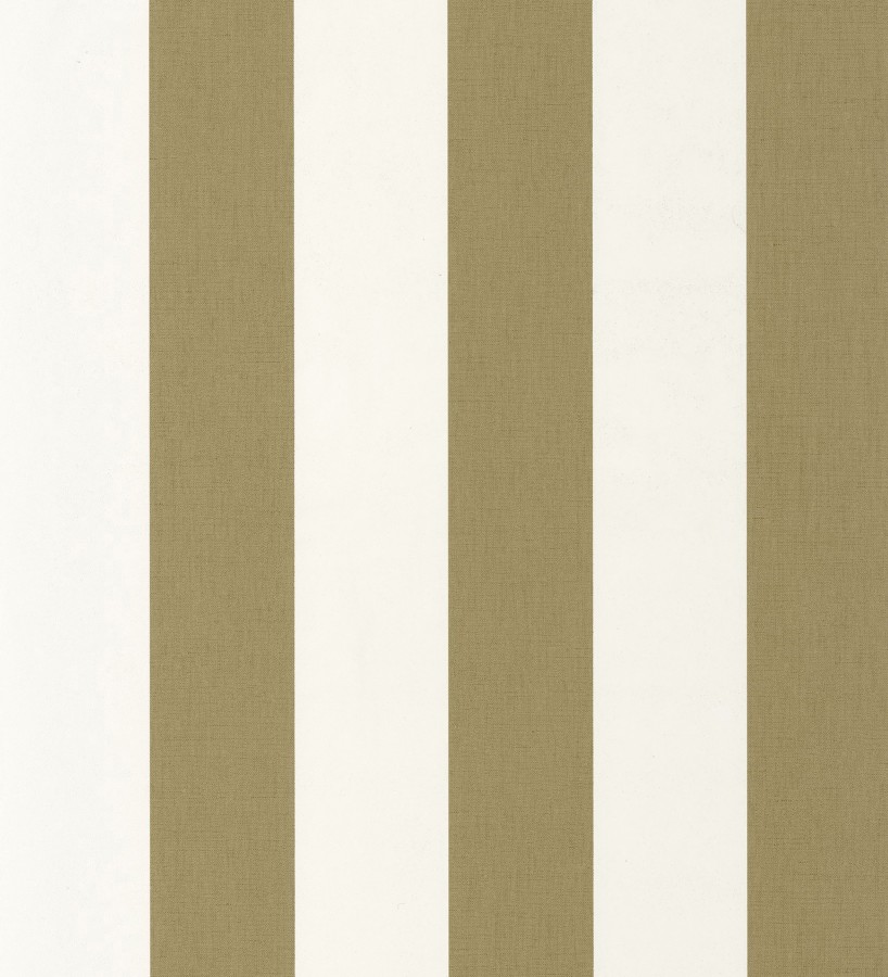 Papel pintado de rayas color verde militar y blanco imitando al tejido de lino  Garbo Stripes 684594