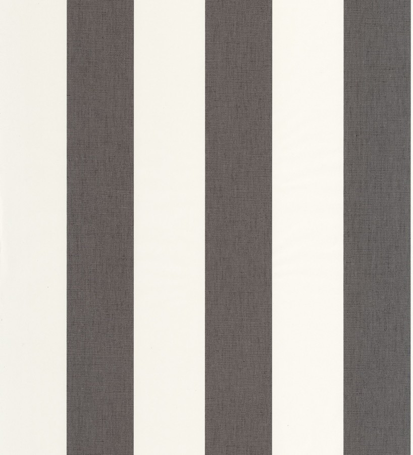 Papel pintado de rayas color gris carbón y blanco imitando al tejido de lino  Garbo Stripes 684596
