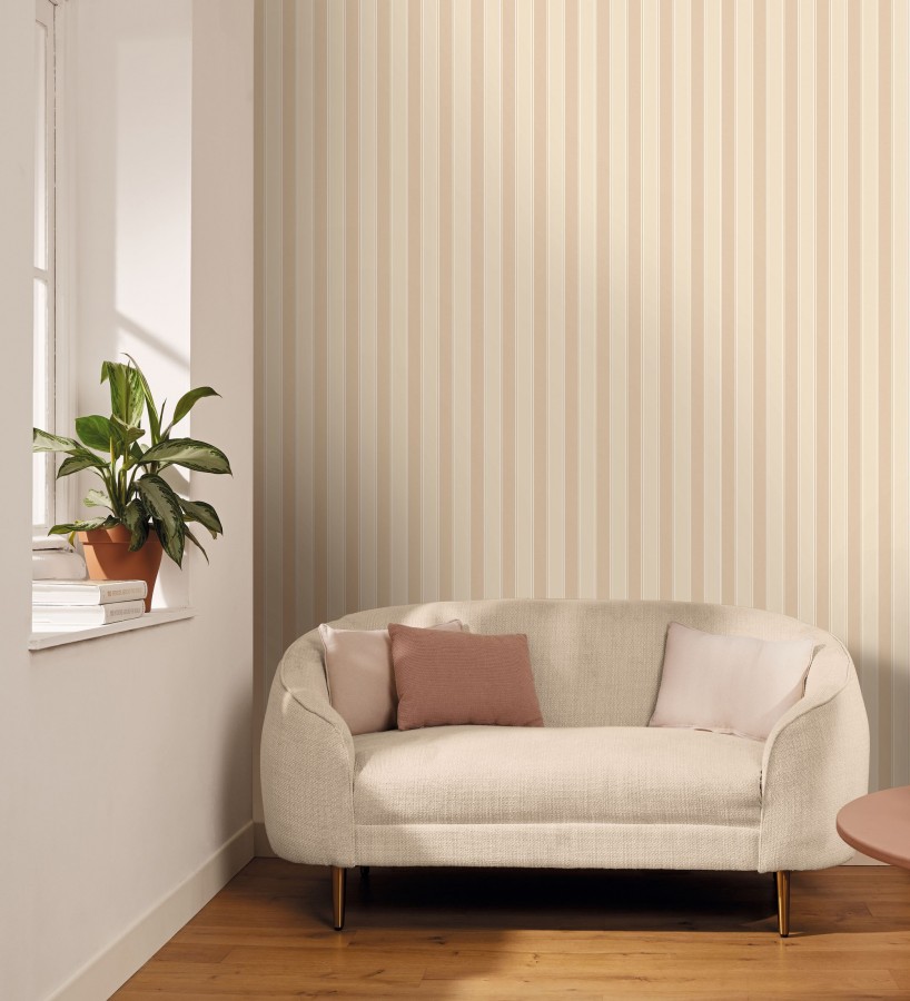 Papel pintado rayas elegantes en tonos tierra y almendra  Windsor Supreme 684601