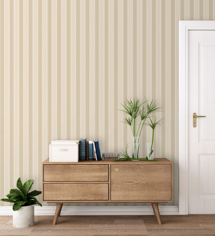 Papel pintado rayas elegantes en tonos tierra y almendra  Windsor Supreme 684601