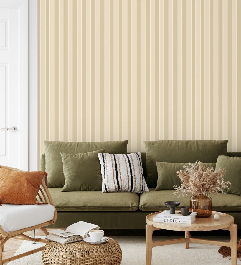Papel pintado rayas elegantes en tonos tierra y almendra  Windsor Supreme 684601