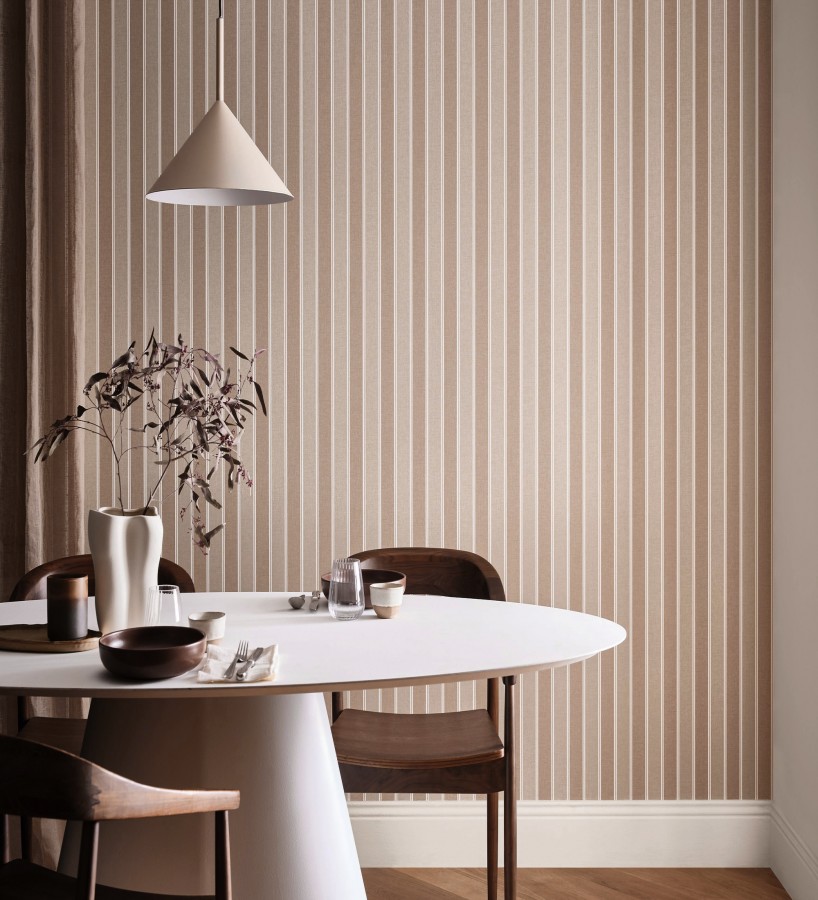 Papel pintado rayas elegantes en tonos marrones  Windsor Supreme 684602