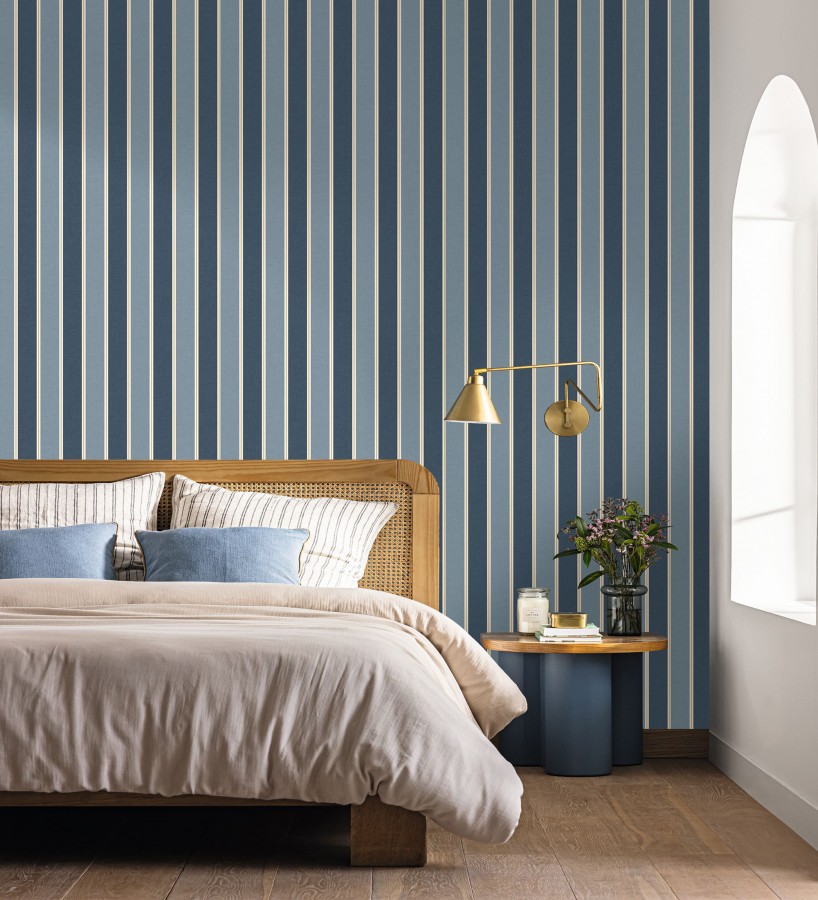 Papel pintado rayas elegantes en tonos azules  Windsor Supreme 684604