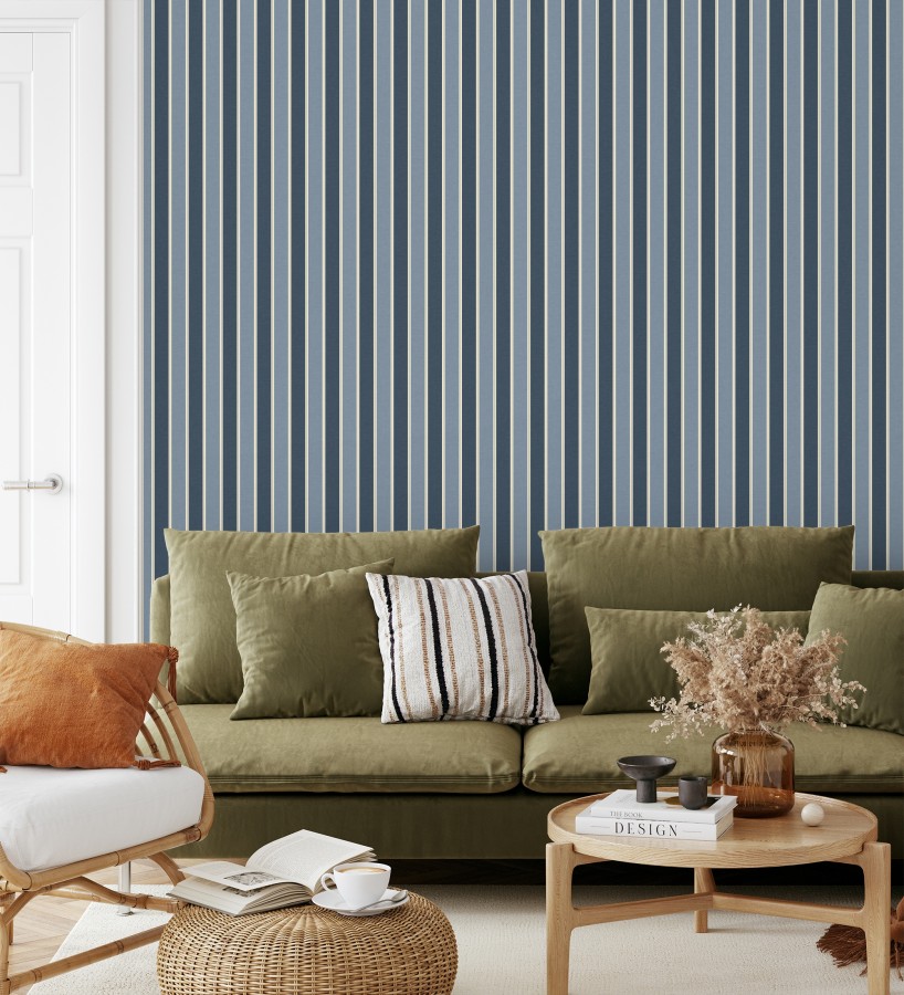 Papel pintado rayas elegantes en tonos azules  Windsor Supreme 684604