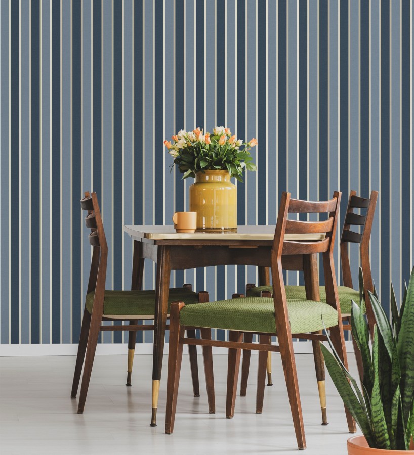 Papel pintado rayas elegantes en tonos azules  Windsor Supreme 684604