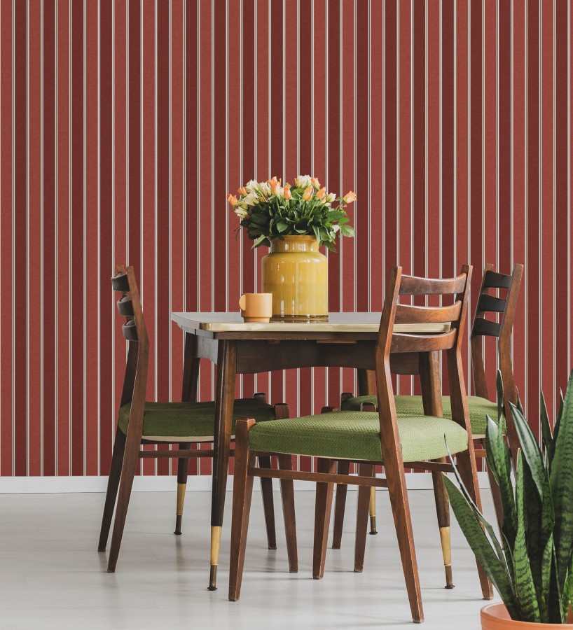 Papel pintado rayas elegantes en tonos rojo y rojo burdeos  Windsor Supreme 684606
