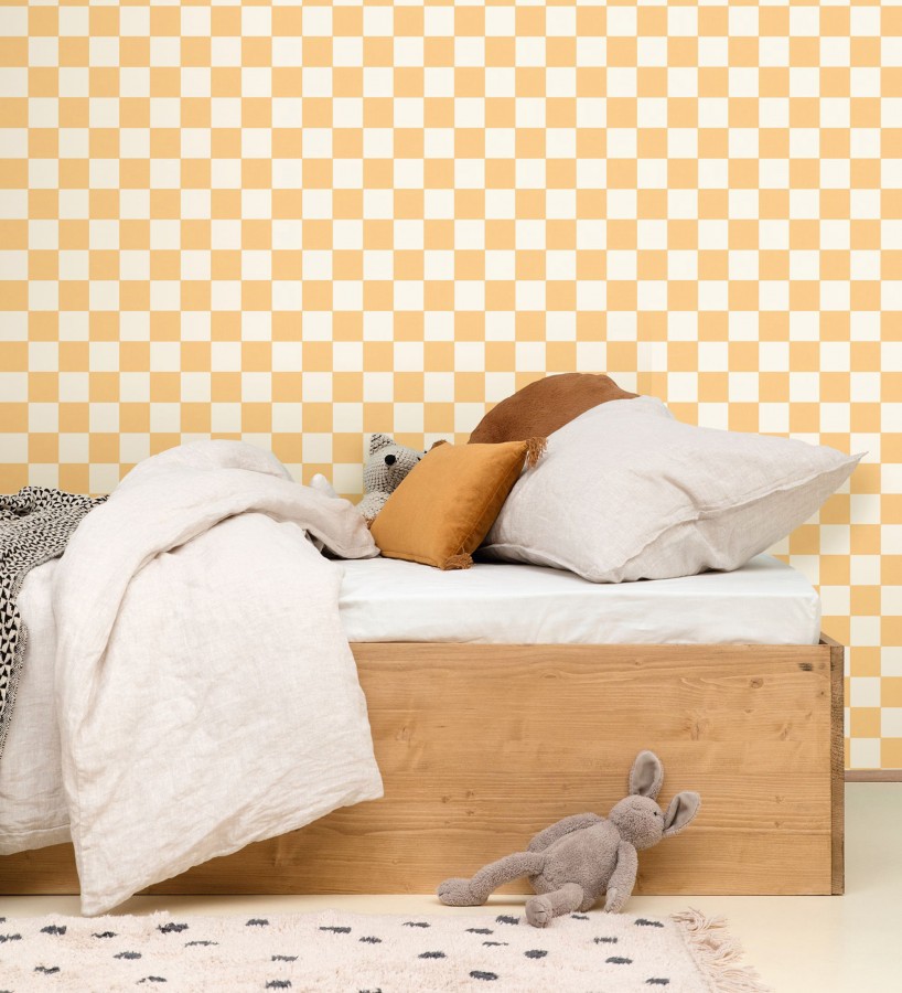 Papel pintado cuadros vichy ocre retro chic  Niger Squared 684607