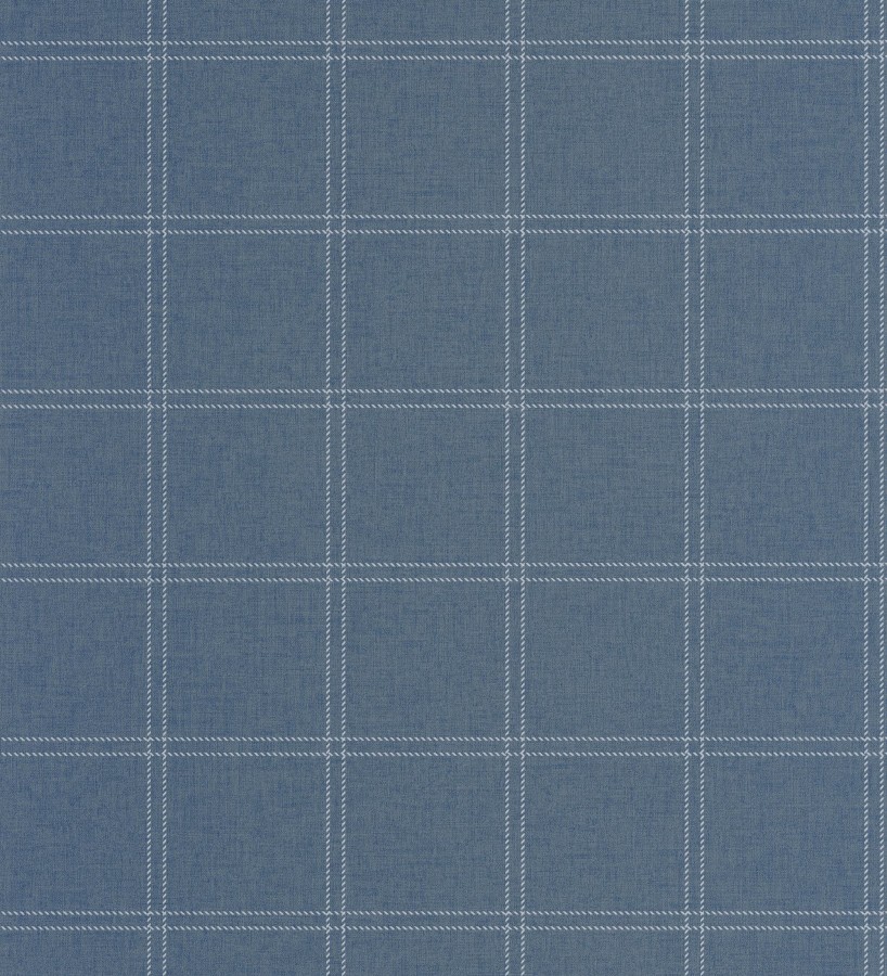 Papel pintado cuadros azul mediterráneo textura lino sutil  Wellington Grid 684614
