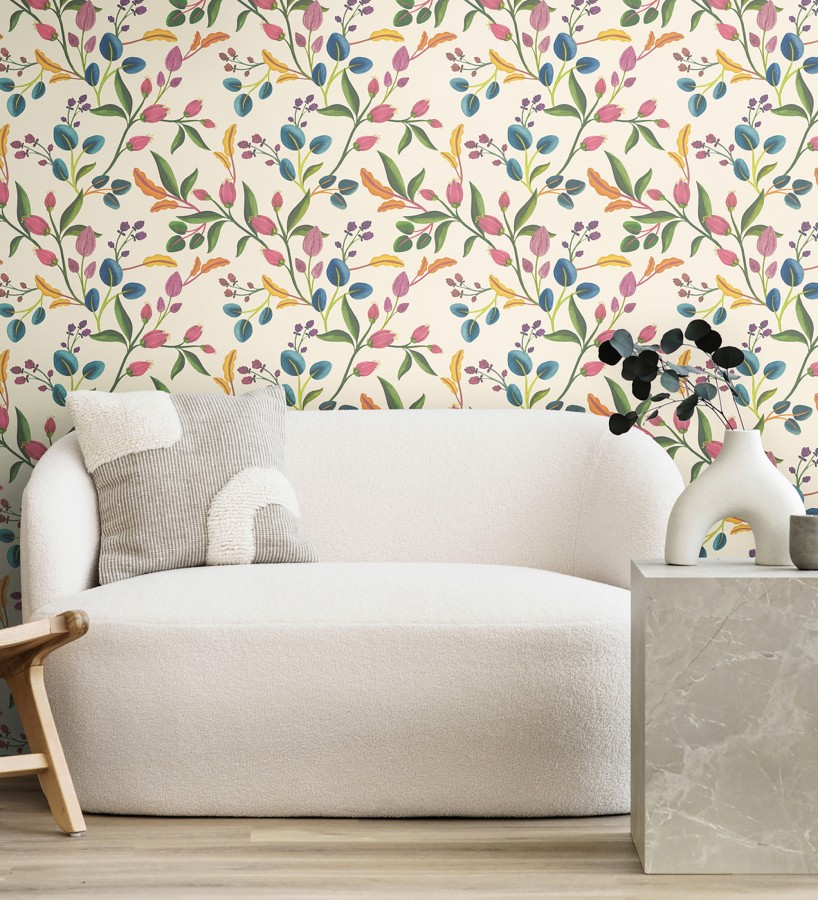 Papel pintado botánico vintage texturizado  Giverny Verdant 684621