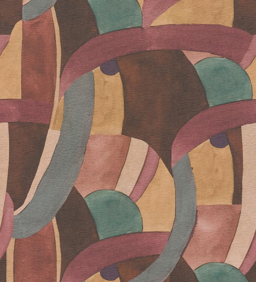 Papel pintado abstracto de ondas orgánicas estilo mid century  Zaha Sinuous 684625