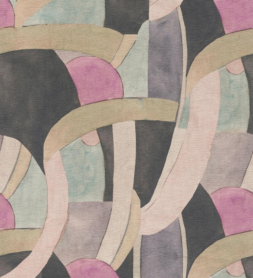 Papel pintado abstracto de ondas orgánicas estilo mid century  Zaha Sinuous 684626