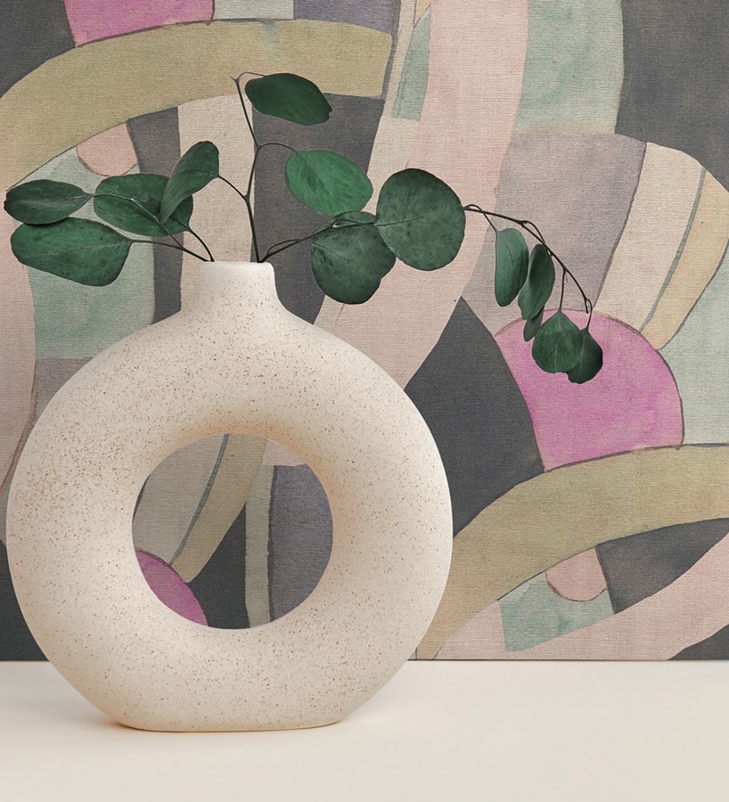 Papel pintado abstracto de ondas orgánicas estilo mid century  Zaha Sinuous 684626