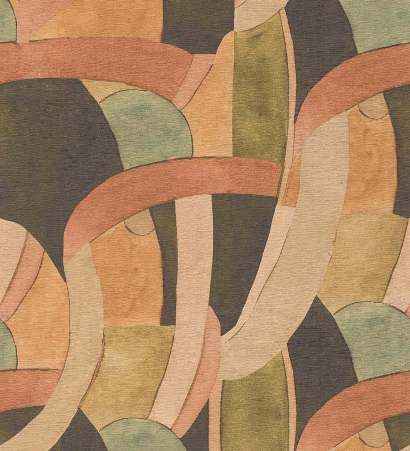 Papel pintado abstracto de ondas orgánicas estilo mid century  Zaha Sinuous 684627