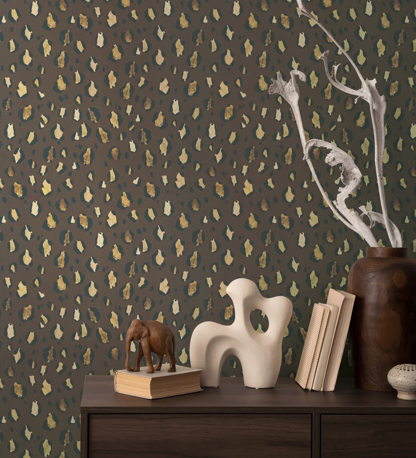 Papel pintado de leopardo clásico animal print  Leila Feline 684631