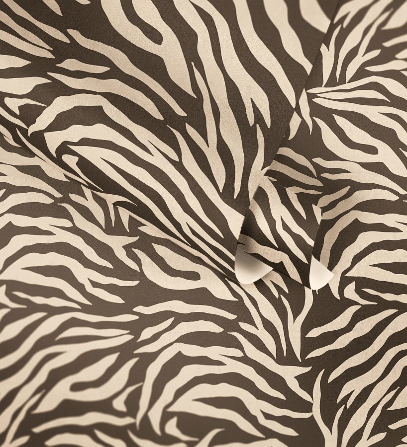 Papel pintado de cebra marrón chocolate texturizado  Indira Striated 684633