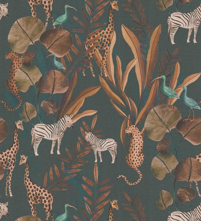 Papel pintado safari vintage animales selva noche  Okavango Faunal 684635