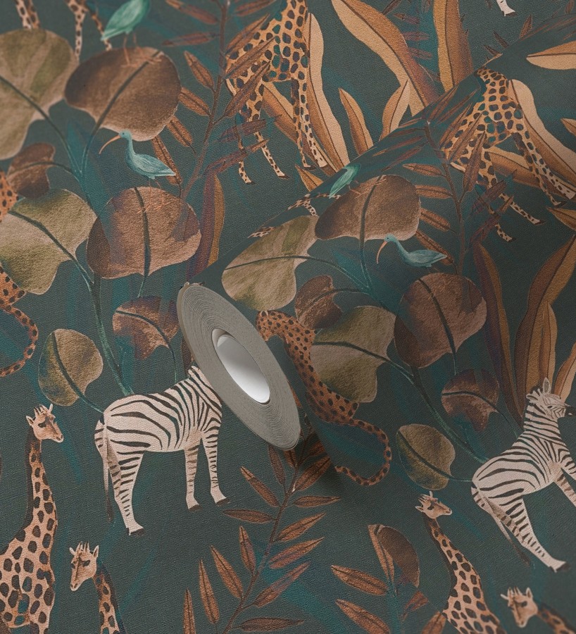Papel pintado safari vintage animales selva noche  Okavango Faunal 684635
