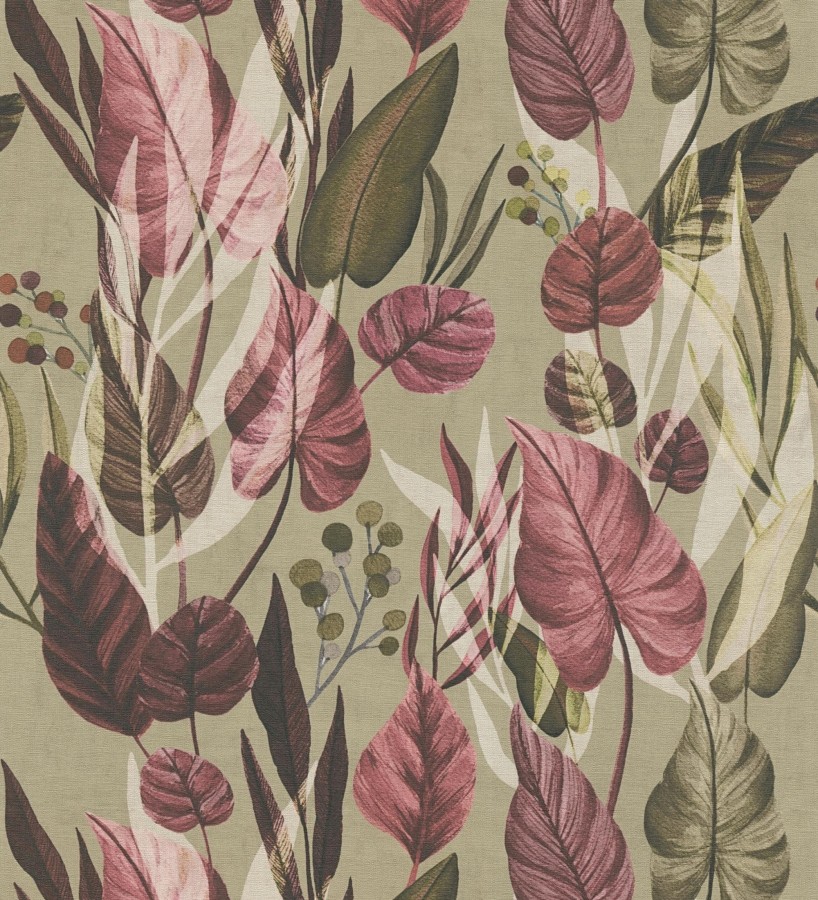 Papel pintado follaje tropical vintage fondo taupe  Minted Canopy 684637