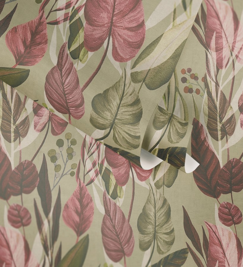 Papel pintado follaje tropical vintage fondo taupe  Minted Canopy 684637