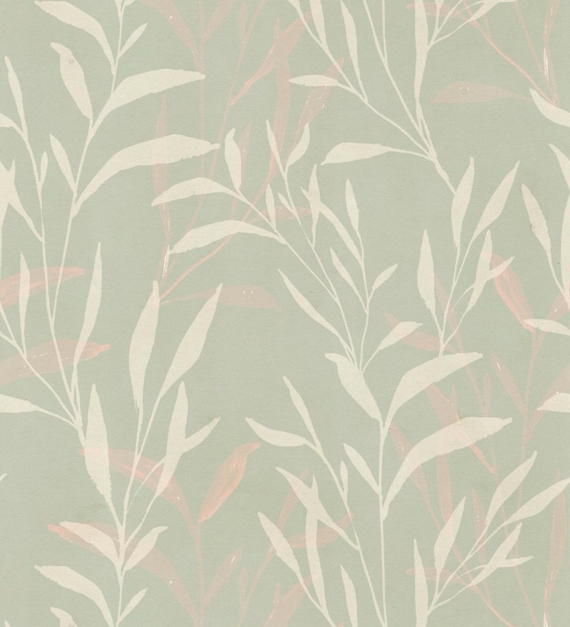 Papel pintado ramas etéreas verde salvia y rosa  Willow Silhouetted 684645