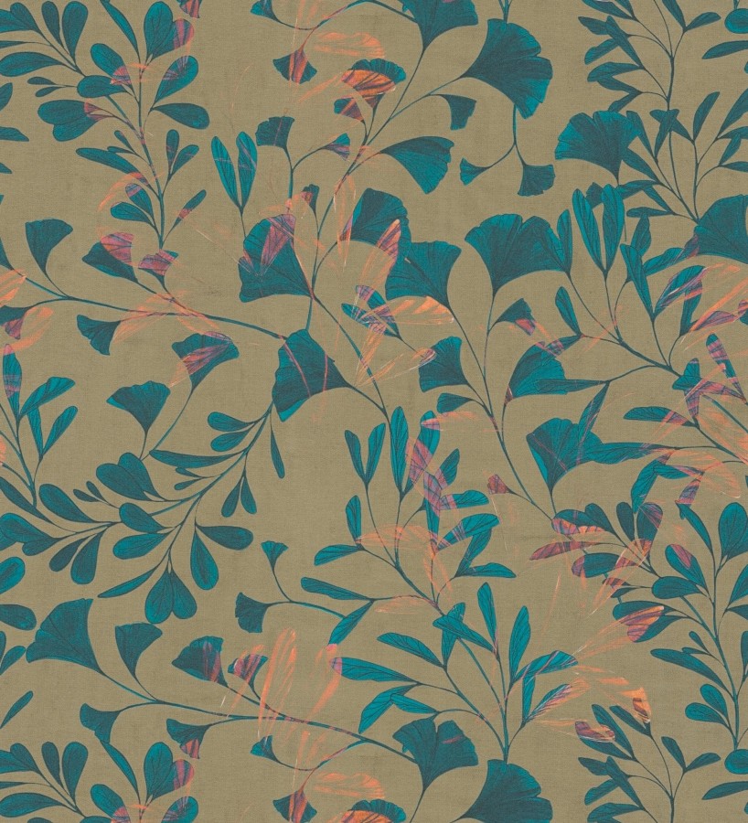 Papel pintado botánico hojas ginkgo vintage  Biloba Light 684648