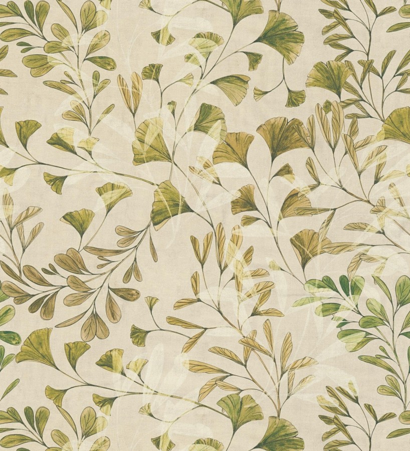 Papel pintado botánico hojas ginkgo vintage  Biloba Light 684649