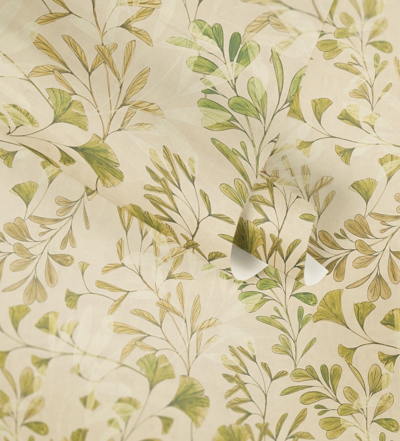 Papel pintado botánico hojas ginkgo vintage  Biloba Light 684649