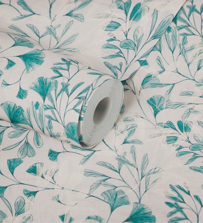 Papel pintado botánico hojas ginkgo vintage  Biloba Light 684650