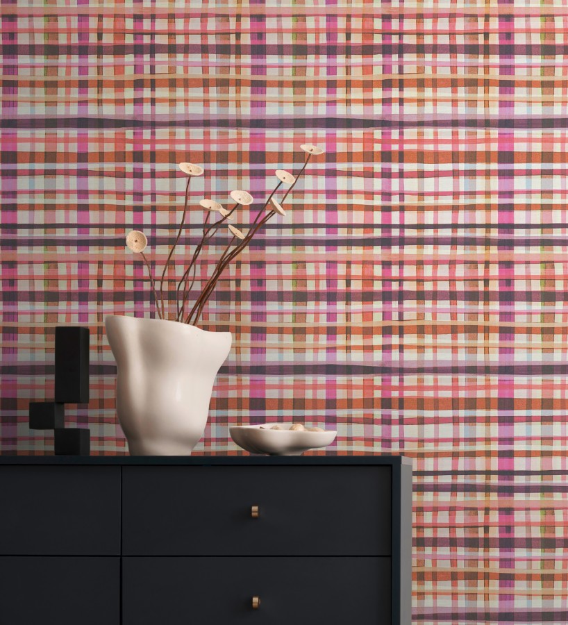 Papel pintado cuadros difuminados pincelada teal  Tinted Weave 684651